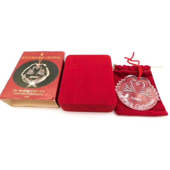 Waterford Crystal The Wedding Collection Our First Christmas 2000 Ornament & Box - Picture 1 of 9